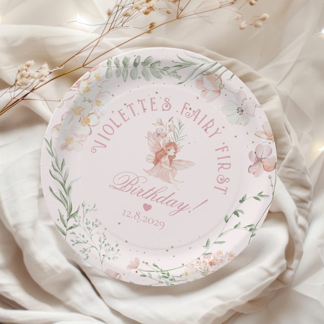 Fairy First Birthday Whimsical Enchanted Garden Paper Plates (Creator Uploaded)