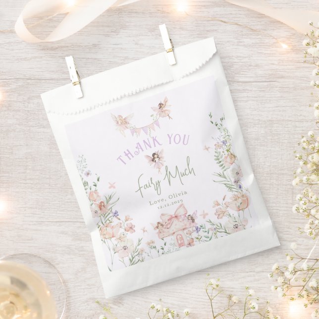 Fairy First Birthday Whimsical garden Lilac Favor Bag (Clipped)