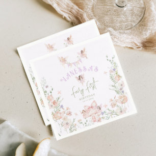 Fairy First Birthday Whimsical garden Lilac Napkins