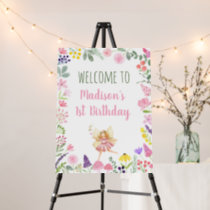 Fairy First Birthday Wildflower Welcome Foam Board