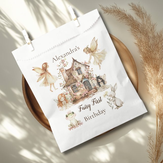 Fairy First Birthday Woodland Floral Favor Bag (Creator Uploaded)