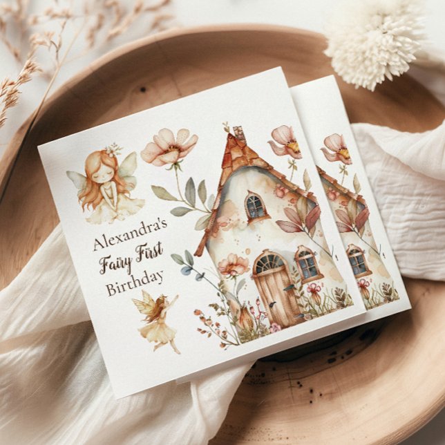 Fairy First Birthday Woodland Floral Napkins (Creator Uploaded)