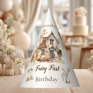 Fairy First Birthday Woodland Floral Party Hat