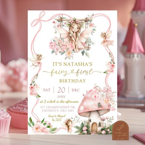 Fairy First Blonde Hair Girl birthday invitation
