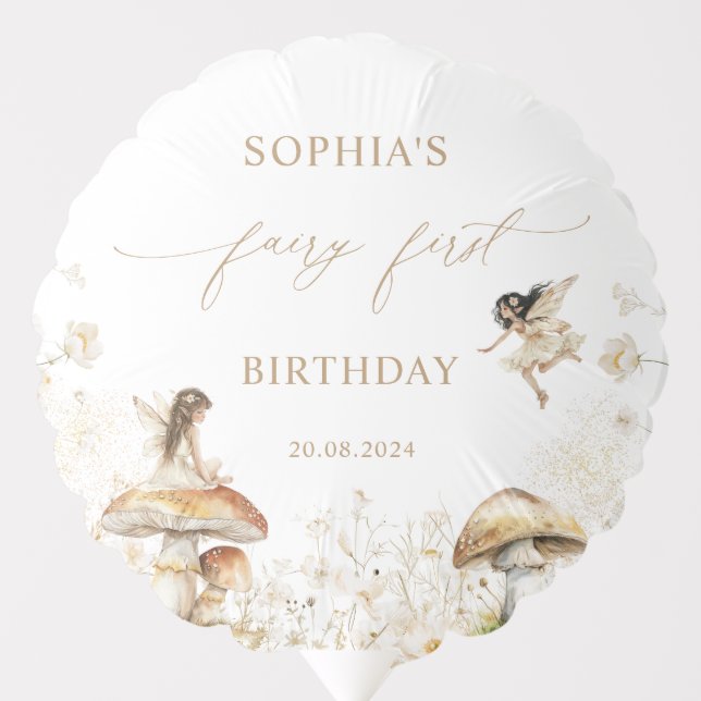 Fairy First Boho Birthday Party  Balloon (Front)