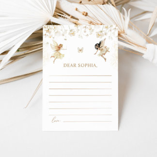Fairy First Boho Birthday Party Time Capsule Note Card