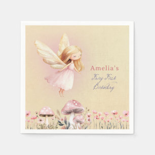 Fairy First Cute Girl's 1st Birthday Party Napkins