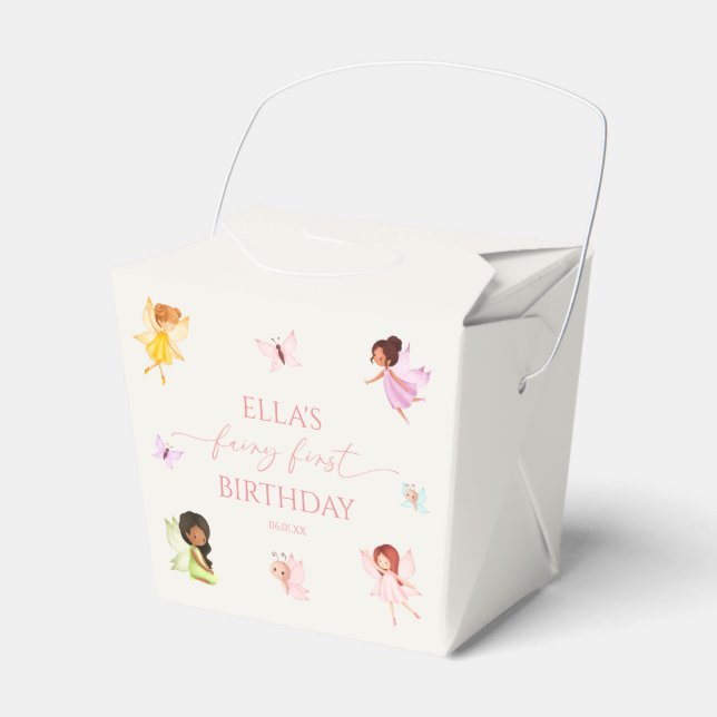 Fairy First Enchanted Fairies 1st Birthday Party Favor Boxes (Front Side)
