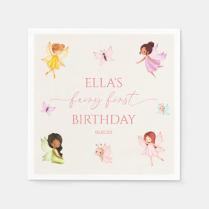 Fairy First Enchanted Fairies 1st Birthday Party Napkins