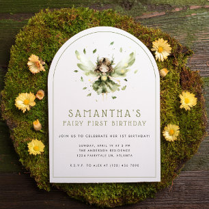 Fairy First Enchanted Forest 1st Birthday Party Invitation