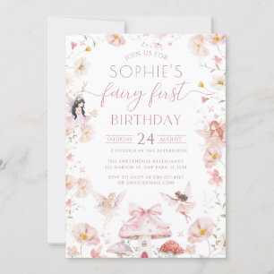 Fairy First Enchanted Garden Fairy Girl Birthday Invitation
