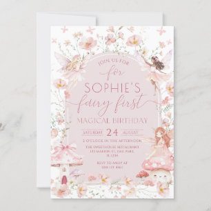 Fairy First Enchanted Garden Fairy Girl Birthday Invitation