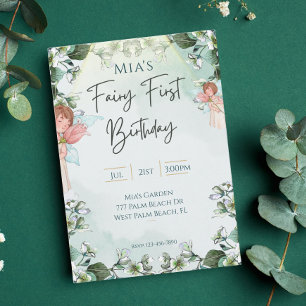 Fairy First Enchanted Woodland 1st Birthday  Invitation