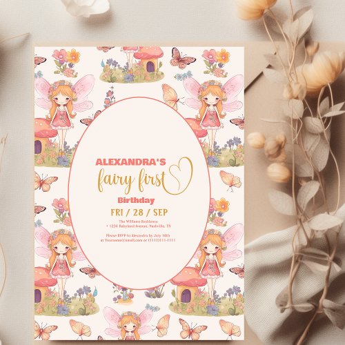 Fairy First Enchanted Woodland 1st Birthday Invitation