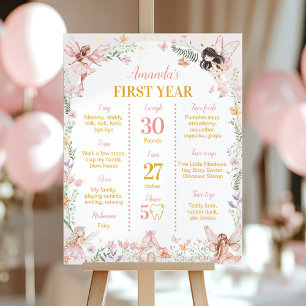 Fairy First Floral Garden Birthday Milestone Sign