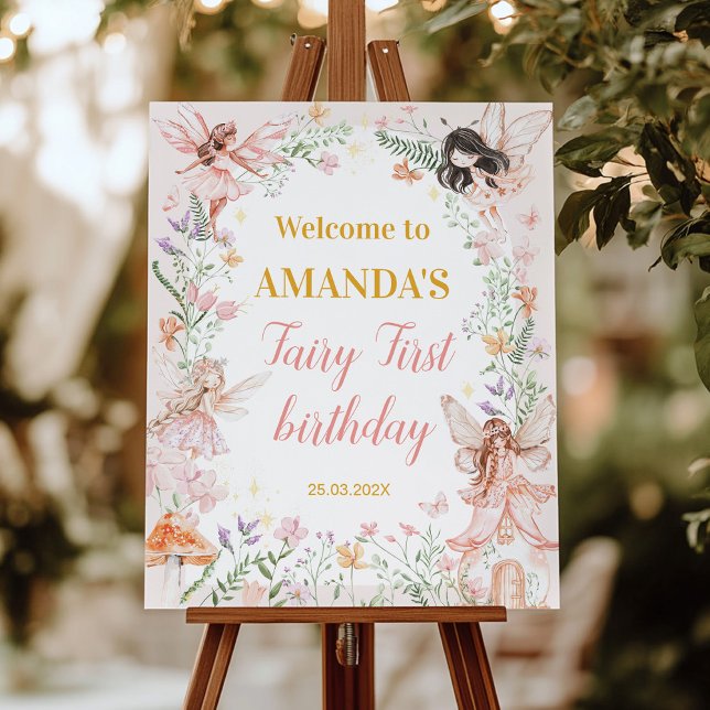 Fairy First Floral Garden Birthday Welcome Sign (Creator Uploaded)