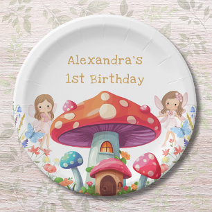 Fairy First Floral Girl's 1st Birthday Party Paper Plates