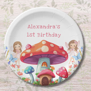 Fairy First Floral Girl's 1st Birthday Party Paper Plates
