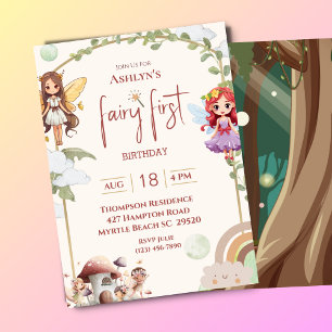Fairy First Forest Birthday Party Invitation