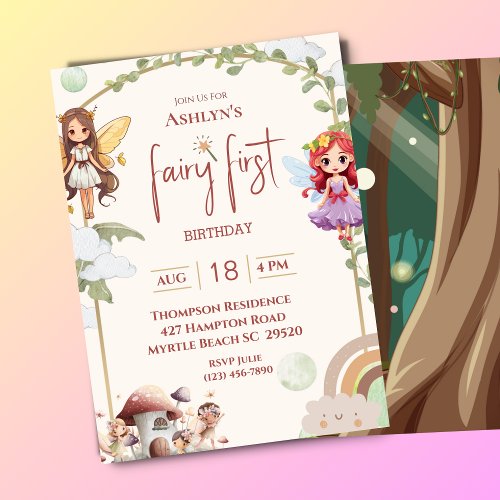 Fairy First Forest Birthday Party  Invitation