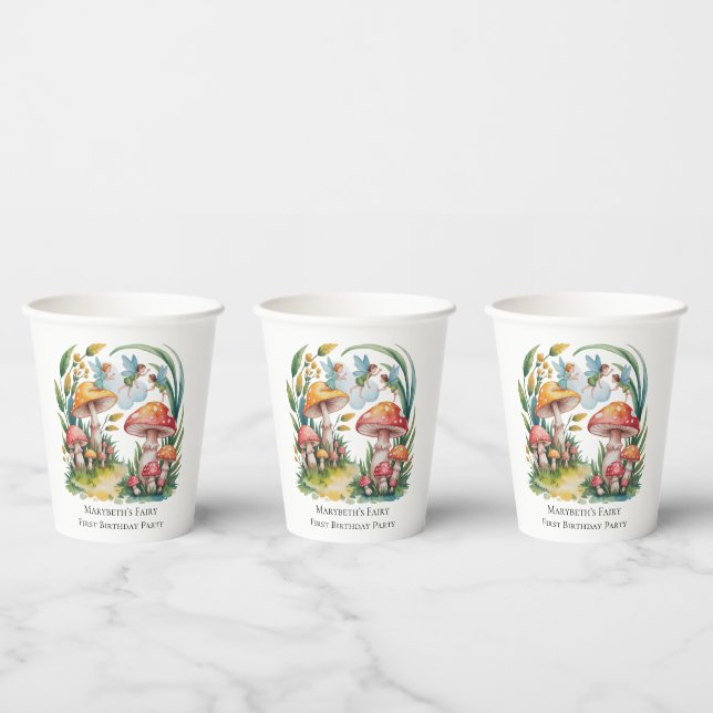 Fairy First Girl Birthday Party Paper Cups (Multi)