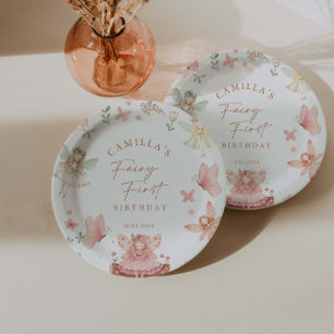 Fairy First Girl Birthday Party Paper Plates