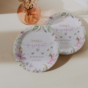 Fairy First Girl Birthday Party Paper Plates