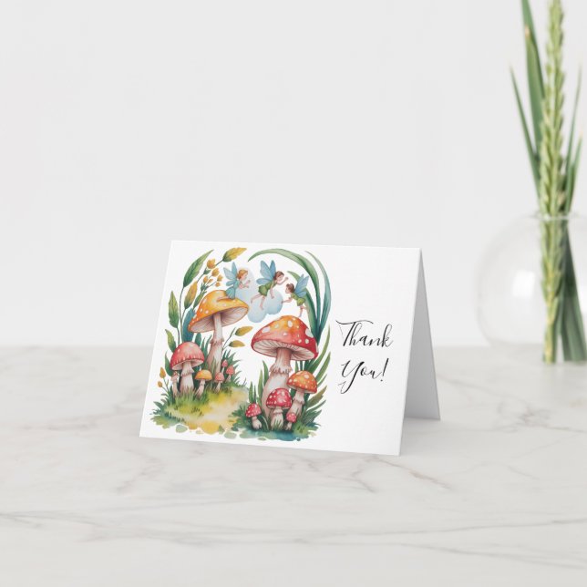 Fairy First Girl Birthday Party  Thank You Card (Front)