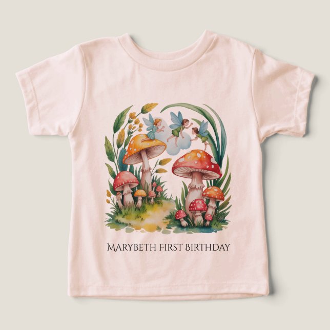 Fairy First Girl Birthday Party Toddler T-shirt (Design Front)