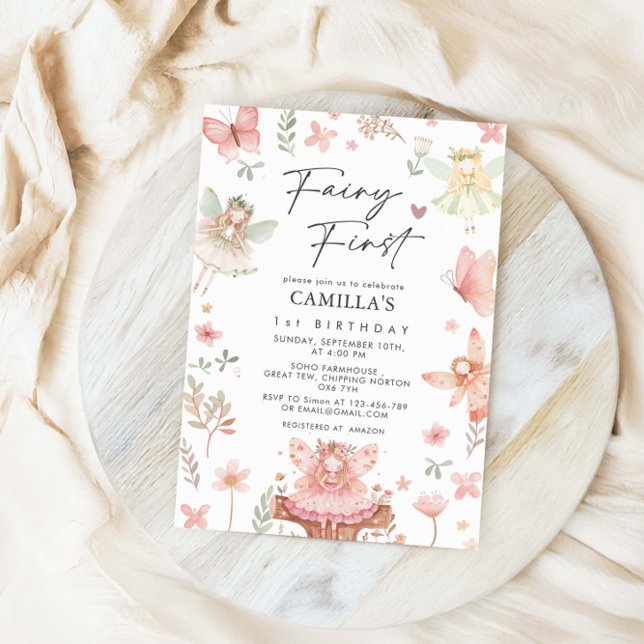 Fairy First Girl Whimsical Birthday Party Invitation (Creator Uploaded)