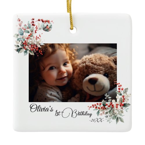 Fairy First Girl's 1st Birthday Ceramic Ornament