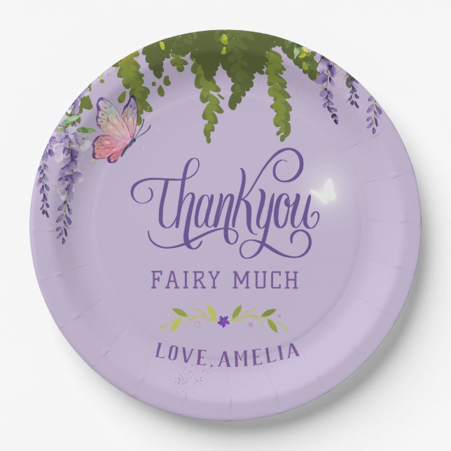Fairy First Girl's 1st Birthday Enchanted forest Paper Plates (Front)