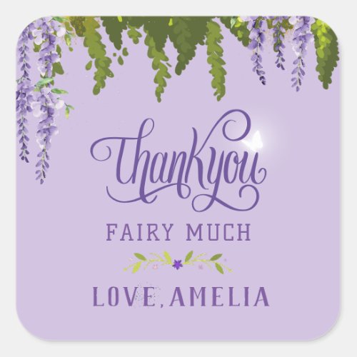 Fairy First Girls 1st Birthday Enchanted forest Square Sticker