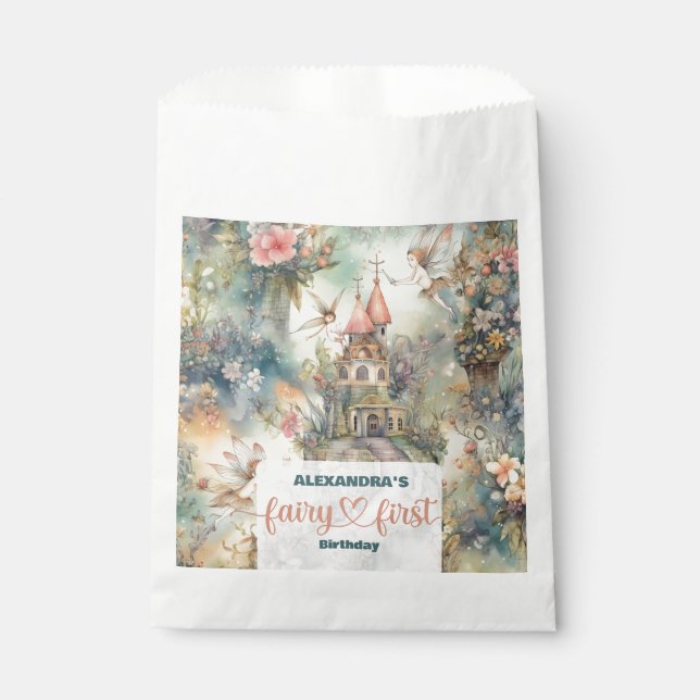 Fairy First Girl's 1st Birthday Favor Bag (Front)