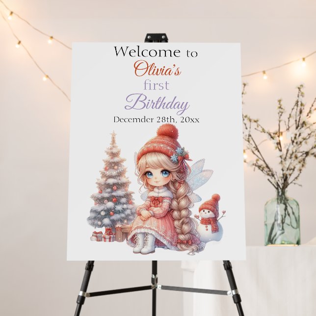 Fairy First Girl's 1st Birthday Foam Board (In Situ (Stand))
