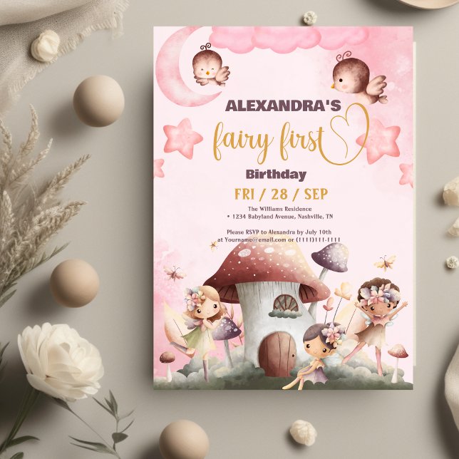 Fairy First Girl's 1st Birthday Invitation (Creator Uploaded)