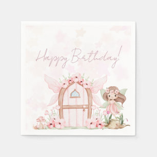 Fairy First Girl's 1st Birthday Party Custom Napkins