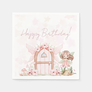Fairy First Girl's 1st Birthday Party Custom Napkins