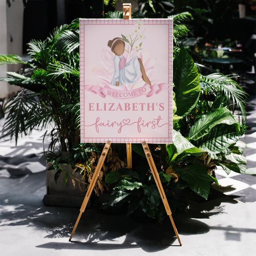 Fairy First Girls 1st Birthday Party Cute Welcome Foam Board