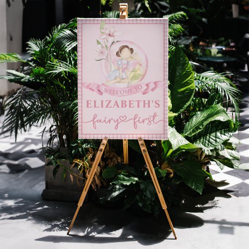 Fairy First Girls 1st Birthday Party Cute Welcome Foam Board