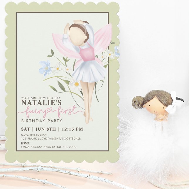 Fairy First Girl's 1st Birthday Party Personalized Invitation (Creator Uploaded)