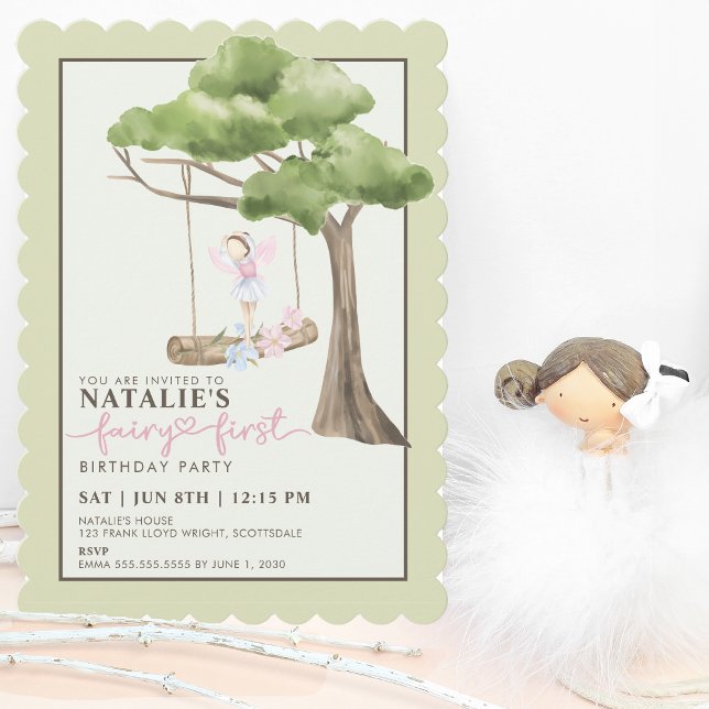 Fairy First Girl's 1st Birthday Party Personalized Invitation (Creator Uploaded)
