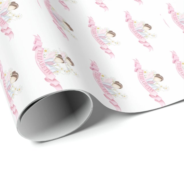 Fairy First Girl's 1st Birthday Party Personalized Wrapping Paper (Roll Corner)