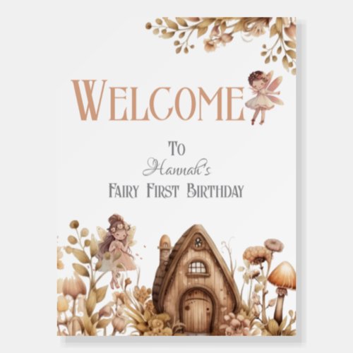 Fairy First Magic Boho Birthday Welcome Sign