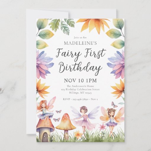 Fairy First Magical Garden 1st Birthday Invitation | Zazzle