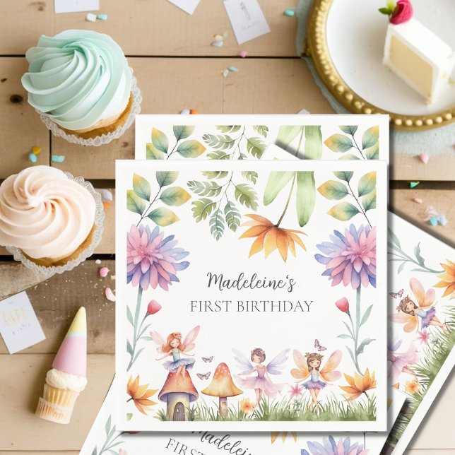 Fairy First Magical Garden 1st Birthday Napkins (Creator Uploaded)
