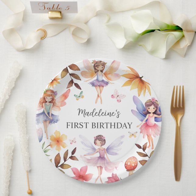 Fairy First Magical Garden 1st Birthday Paper Plates (Wedding)