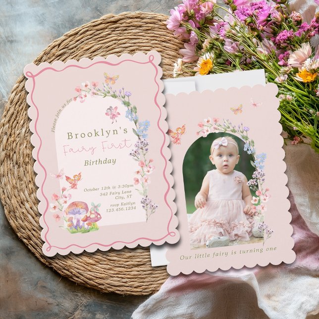 Fairy First Pastel Girl Birthday Invitation (Fairy First Pastel Girl Birthday Invitation
)