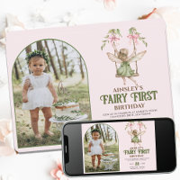 Fairy First Personalized Photo Pink 1st Birthday
