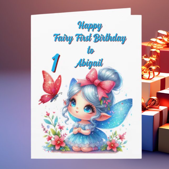 Fairy First Photo Girly Kids Birthday Greeting Card (Creator Uploaded)